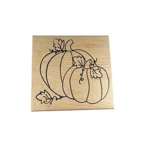 Morning Star Stamps A Pair of Whimsical Pumpkins Wooden Rubber Stamp Fall Autumn